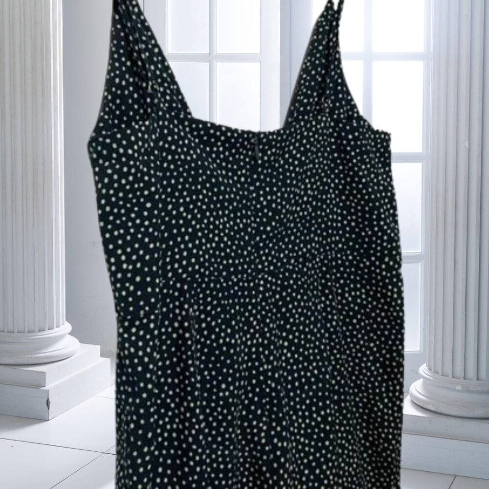 Audrey 3+1 Green Polka Dot Wide Leg Jumpsuit M Tie Front Spaghetti Strap Romper - Picture 7 of 12